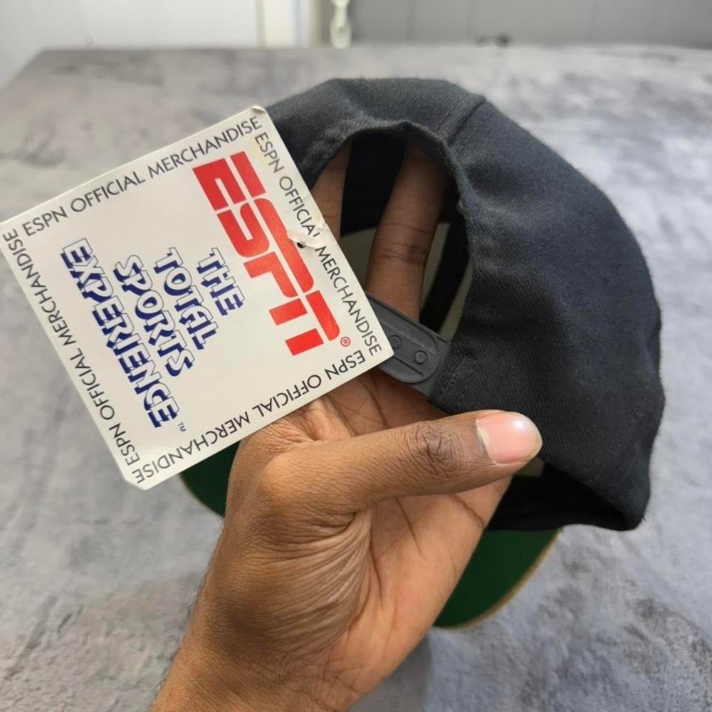 ESPN Hat One Size Black Tan Suede Brim Embroidered Snapback Vintage 90s NWT - Picture 3 of 6